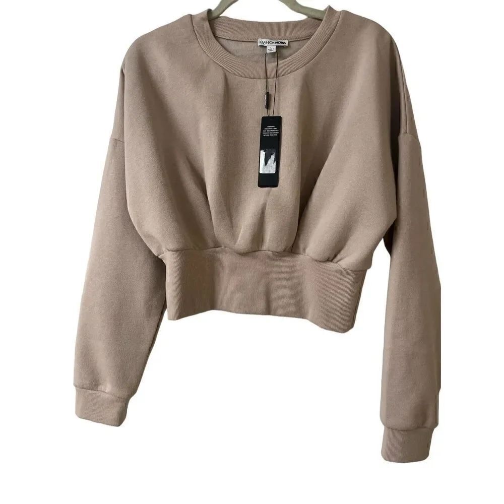 Fashion Nova sweatshirt taupe sz L NWT